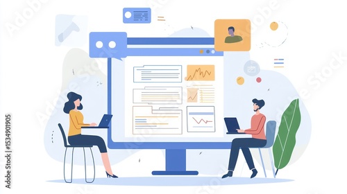 colleagues collaborating on a shared document in real time, discussing and adjusting content to meet project objectives collaboratively