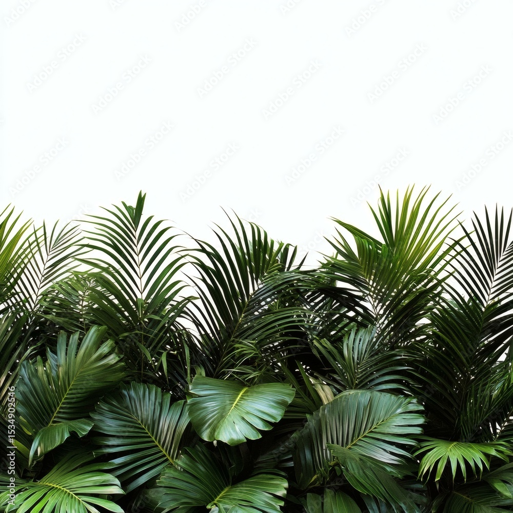 Fototapeta premium Tropical Lush Green Palm Leaves Background