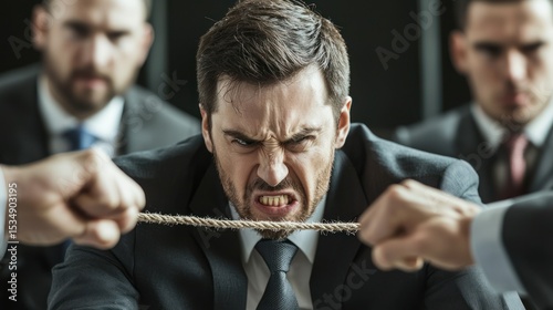 business leader handling a difficult conflict between employees with diplomacy and tact to maintain team harmony