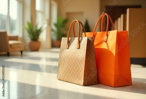 Premium Shopping Experience with Stylish Bags on Display