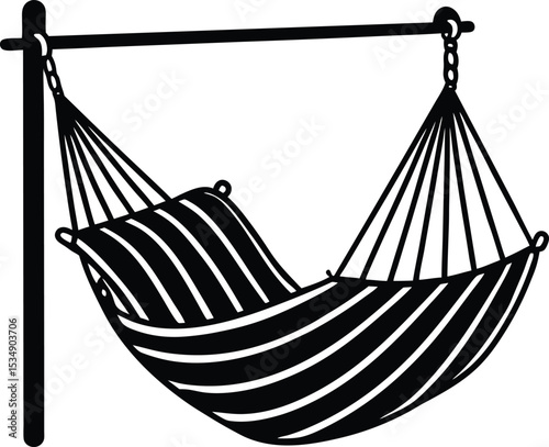 Relaxing Striped Hammock Illustration Perfect for Summer Vacation Designs