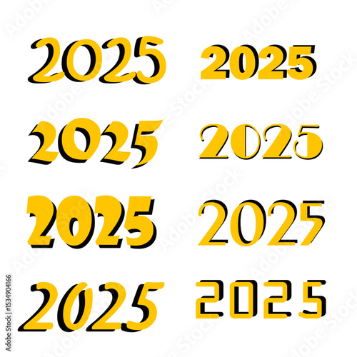 Simple 2025 Years in Different Styles Graphic Illustration