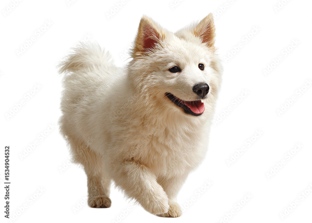 Obraz premium [Transparent Background PNG]Adorable White Puppy Running in Studio