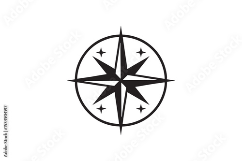 Celestial Compass silhouette vector with white background