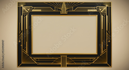 Elegant Art Deco Frame Gold and Black Geometric Design