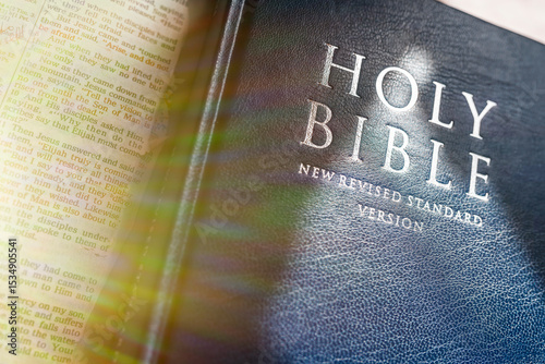 Holy bible with light