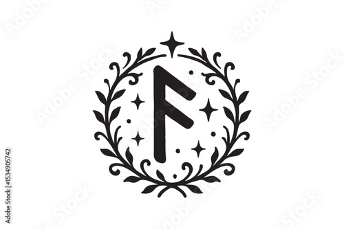 Enchanted Rune silhouette vector with white background