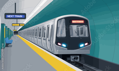 Subway Train at Station