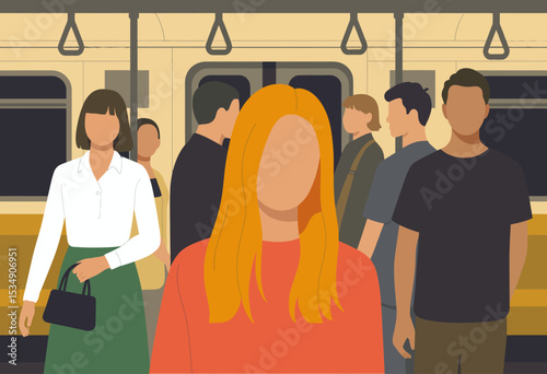 Subway Ride with Faceless Passengers