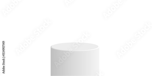 Cylinder white podium stage pedestal and platform vector for product display, spotlight presentations, or award ceremonies. It's ideal for minimalist exhibitions, virtual events, and elegant showcases