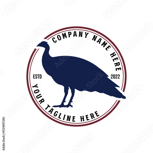 Vintage Retro Peacock Peafowl Silhouette Badge Emblem Label Logo Design