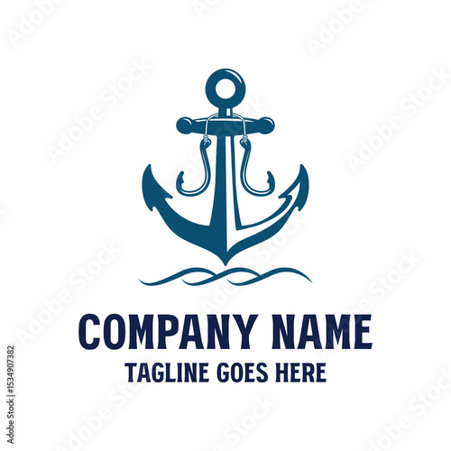 Vintage Retro Anchor Rope with Bait Lure Fish Hook Jig for Nautical Boat Ship Vessel Logo