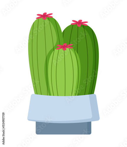 Flower plant cactus potted green cute cartoon illustration