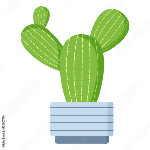 cute potted cactus cartoon green dessert plant illustration