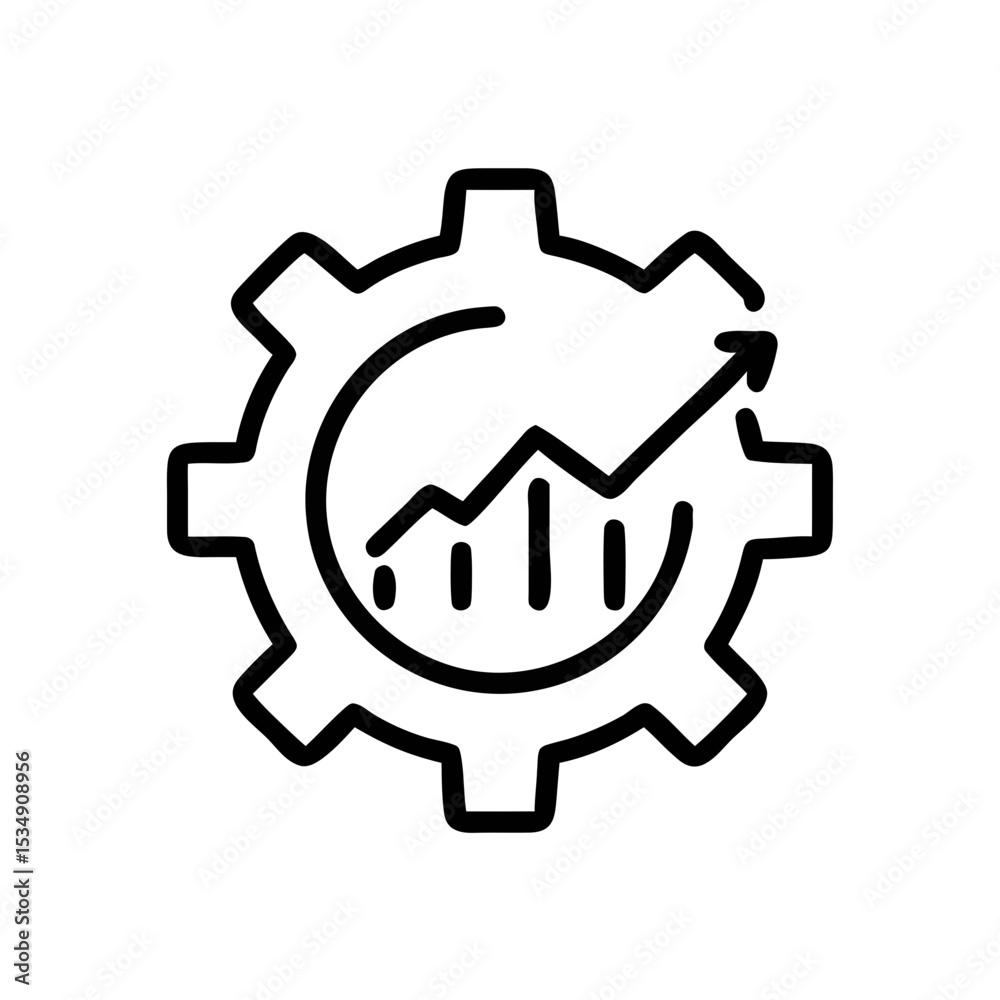 Growth Analytics Gear Icon - Business Optimization Line Symbol Growth Analytics Gear Icon - Business Optimization Line Symbol