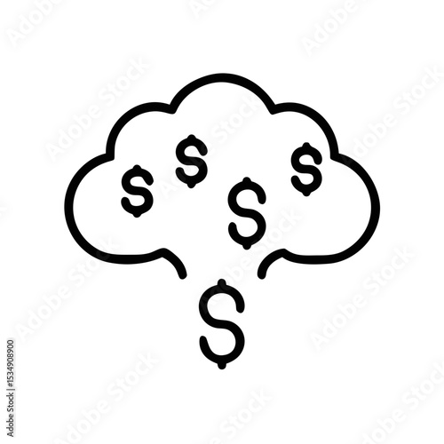 Cloud Finance Icon – Dollar Rain Symbol for Online Money Concept