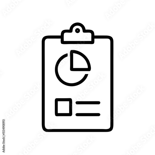 Clipboard Chart Icon Outline – Business Report Pie Graph Symbol
