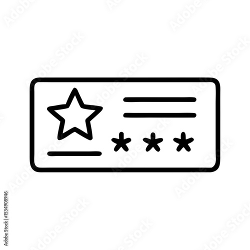 Loyalty Card Icon with Star and Password - Membership Reward Line Symbol