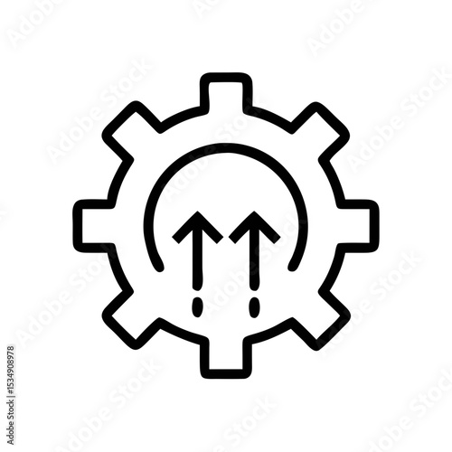 Gear Icon with Upward Arrows Symbolizing System Growth