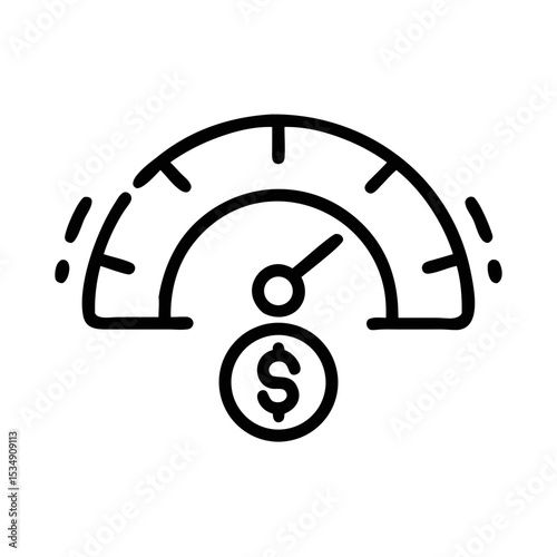 Money Speedometer Icon Representing Financial Performance and Profit Growth