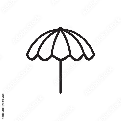 Simple Line Drawing Illustration of a Beach Umbrella on a White Background