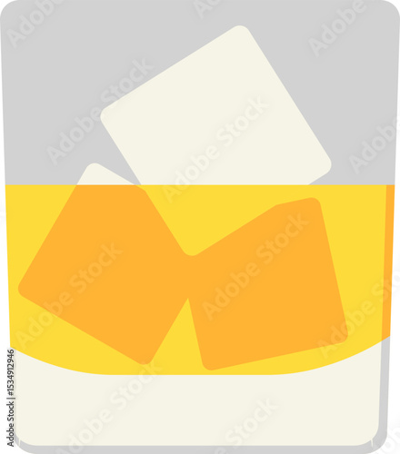 Whiskey On The Rock Flat Icon