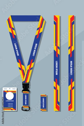 Corporate Lanyard and ID Card Template in blue color combinations