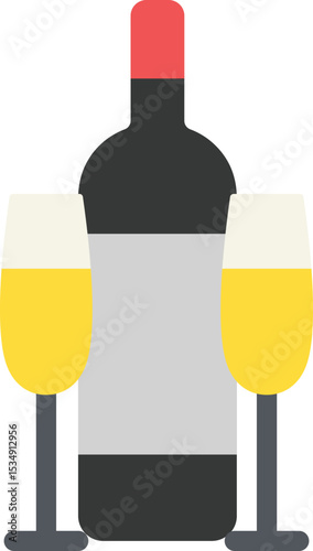 Wine Glass Bottle Flat Icon