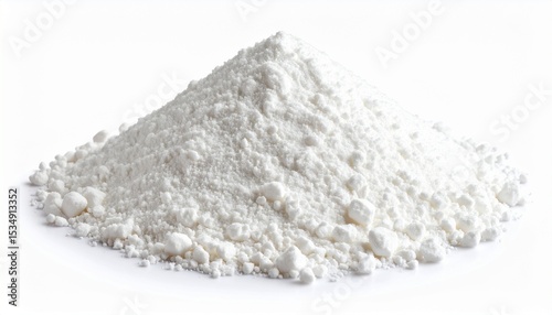 Calcium Carbonate Powder on White Background
