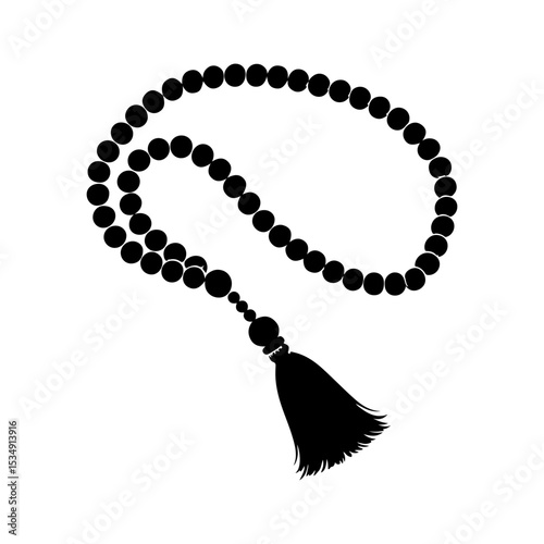 Prayer beads black silhouette icon vector flat design on white background