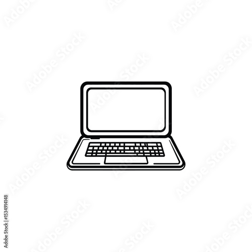 Simple Open Laptop Outline Icon Isolated On White Background Illustration Design