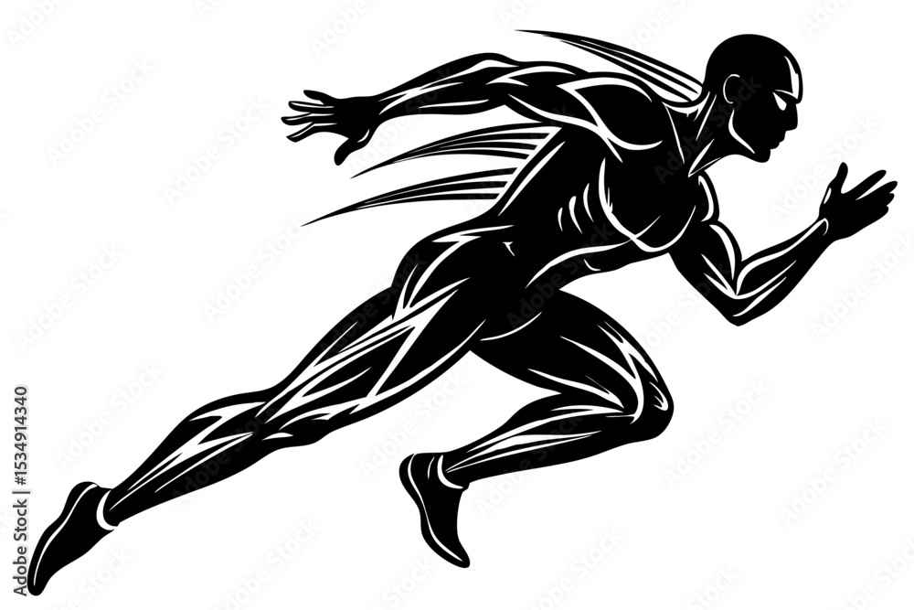 Fototapeta premium Powerful Runner Silhouette Athletic Speed and Strength Illustration
