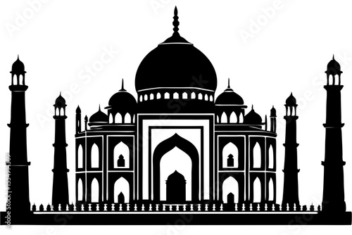 Majestic Taj Mahal Silhouette Architectural Marvel of India