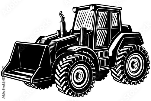 Powerful Wheel Loader Heavy Duty Construction Equipment Illustration