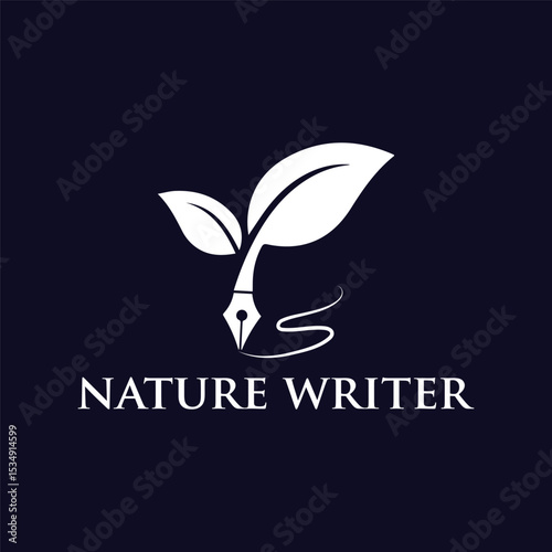 Nature Writer Logo – Eco Pen Leaf Concept Vector Design