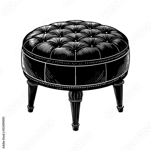 Ottoman stool silhouette icon vector flat design on white background