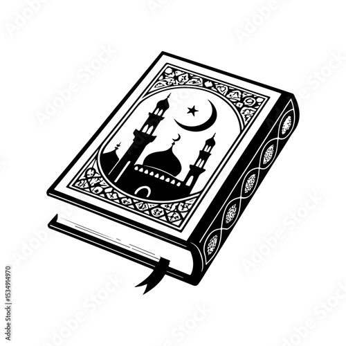 Holy Quran book silhouette icon vector flat design on white background