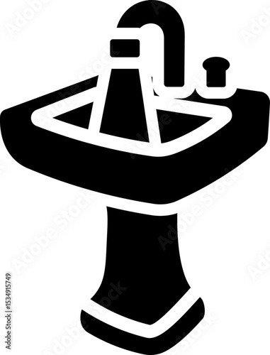 Sink With Running Water Glyph Icon