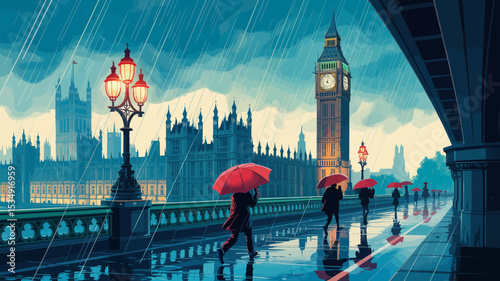 London Rainy Day with Big Ben