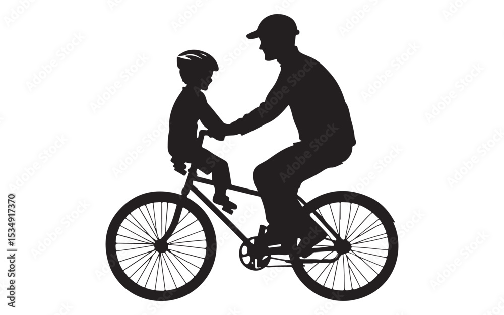 Obraz premium father's day silhouette of a couple riding a bicycle