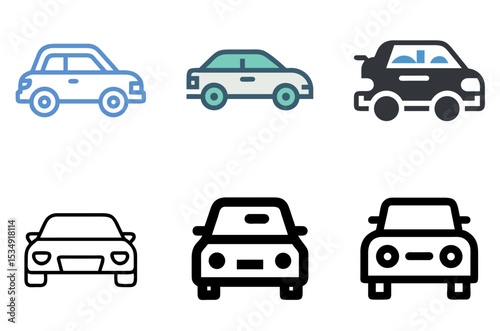 Car Icon Vehicle Drive Transport Automotive Symbol Set