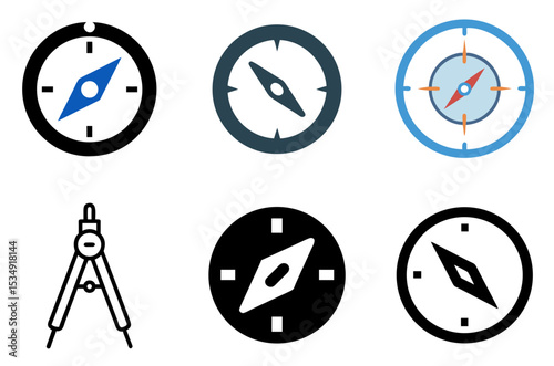 Compass Icon Direction North South East West Symbol Set