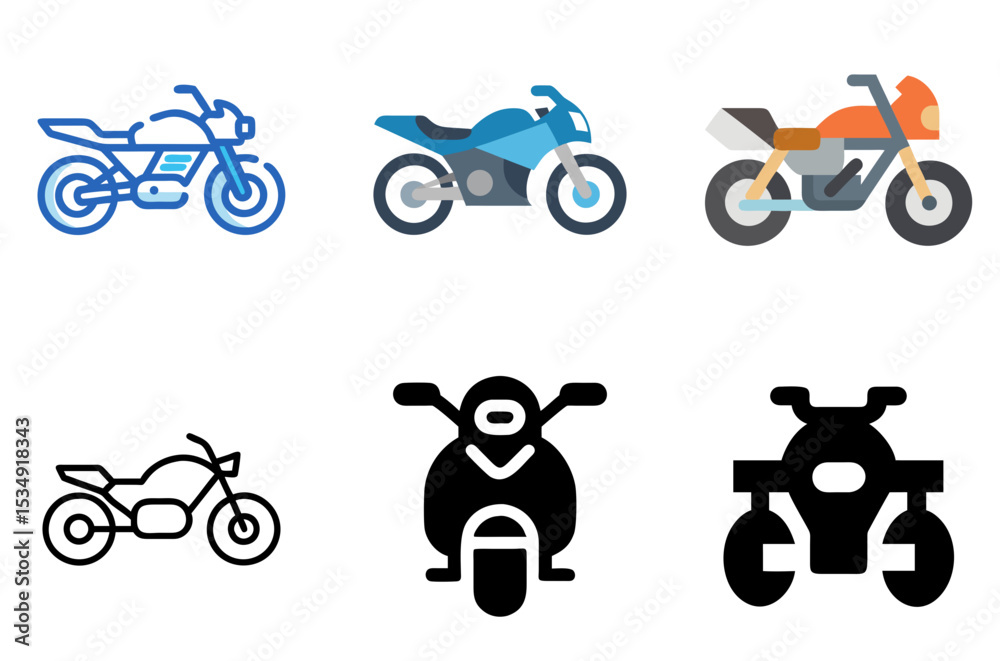 Obraz premium Motorcycle Icon Bike Ride Vehicle Speed Symbol Set