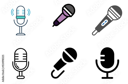 Microphone Icon Voice Audio Record Speak Symbol Set
