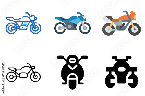 Motorcycle Icon Bike Ride Vehicle Speed Symbol Set