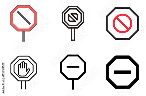 Stop Sign Icon Halt Prohibit Prevent End Symbol Set