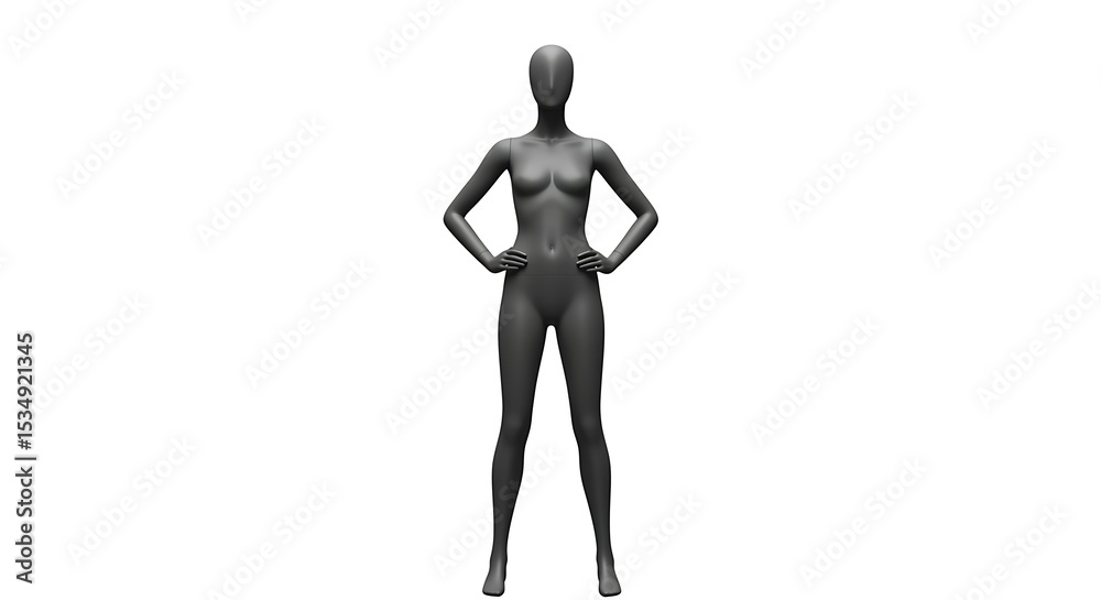 Grey Female Mannequin: Full Body, Isolated on White Grey Female Mannequin: Full Body, Isolated on White