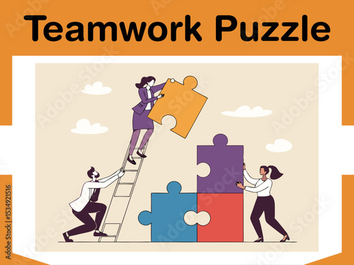 Teamwork Puzzle Collaboration Animation