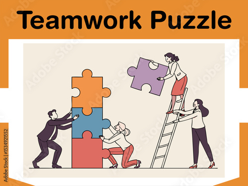 Teamwork Puzzle Collaboration Animation