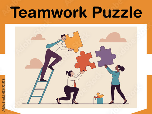 Teamwork Puzzle Collaboration Animation